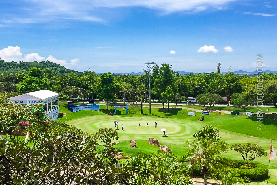 Sky is blue and grass is green at Laem Chabang golf course in Pattaya.