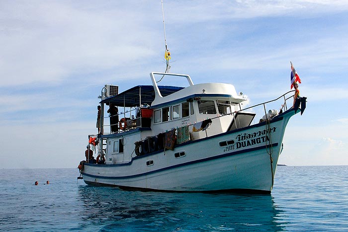 A typical liveaboard boat in Thailand.
