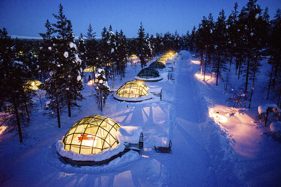 Saariselkä is famours of it's Kakslauttanen igloo hotel, a perfect place to enjoy the northern lights. Picture: Jouni Porsanger.