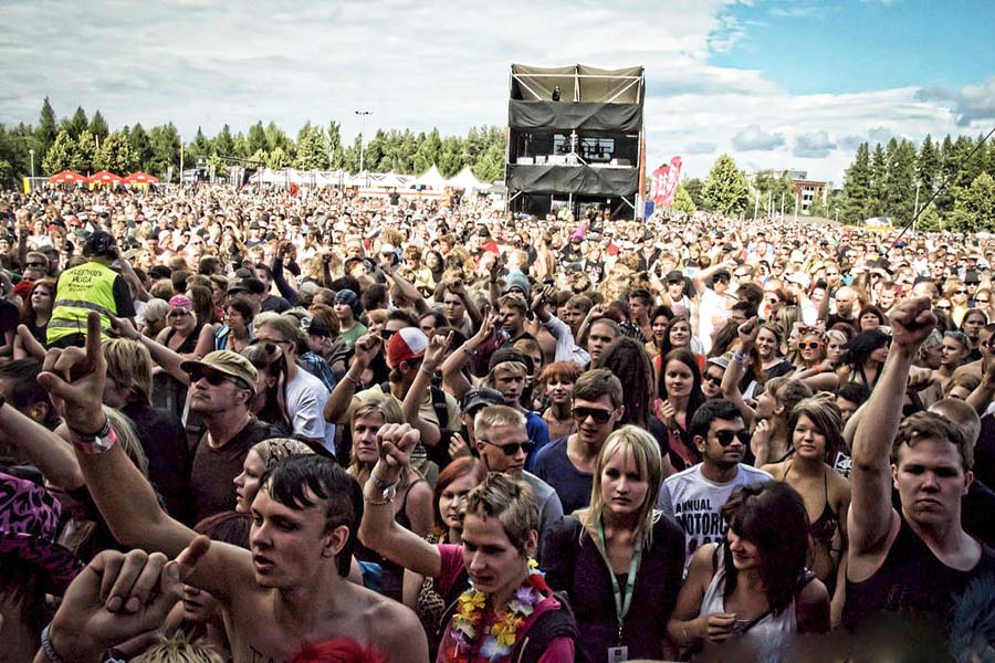 Who said Finland is devoid of people? Come summertime you'll find most of Finnish population packed together in the music festivals. Photo: Rami Saarikorpi
